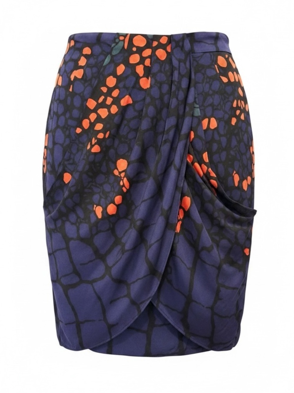 Tibi New York Silk Blend Granada Tulip Navy Mini Skirt Pebble Print Size Large
